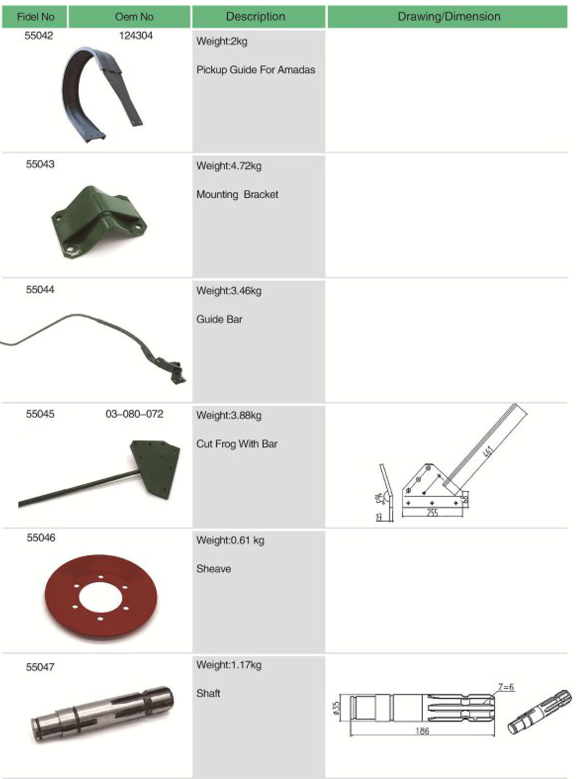 03-080-072 Agricultural spare parts Cut Frog With Bar