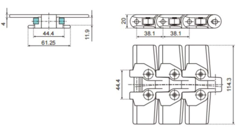 RT114 Plastic Conveyor Chain